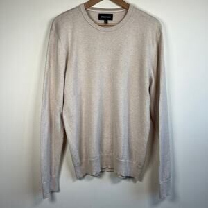 Bonobos Cotton Cashmere Crewneck Sweater Shirt Beige Textured Knit Mens Size M